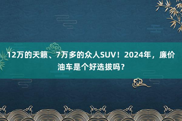 12万的天籁、7万多的众人SUV！2024年，廉价油车是个好选拔吗？